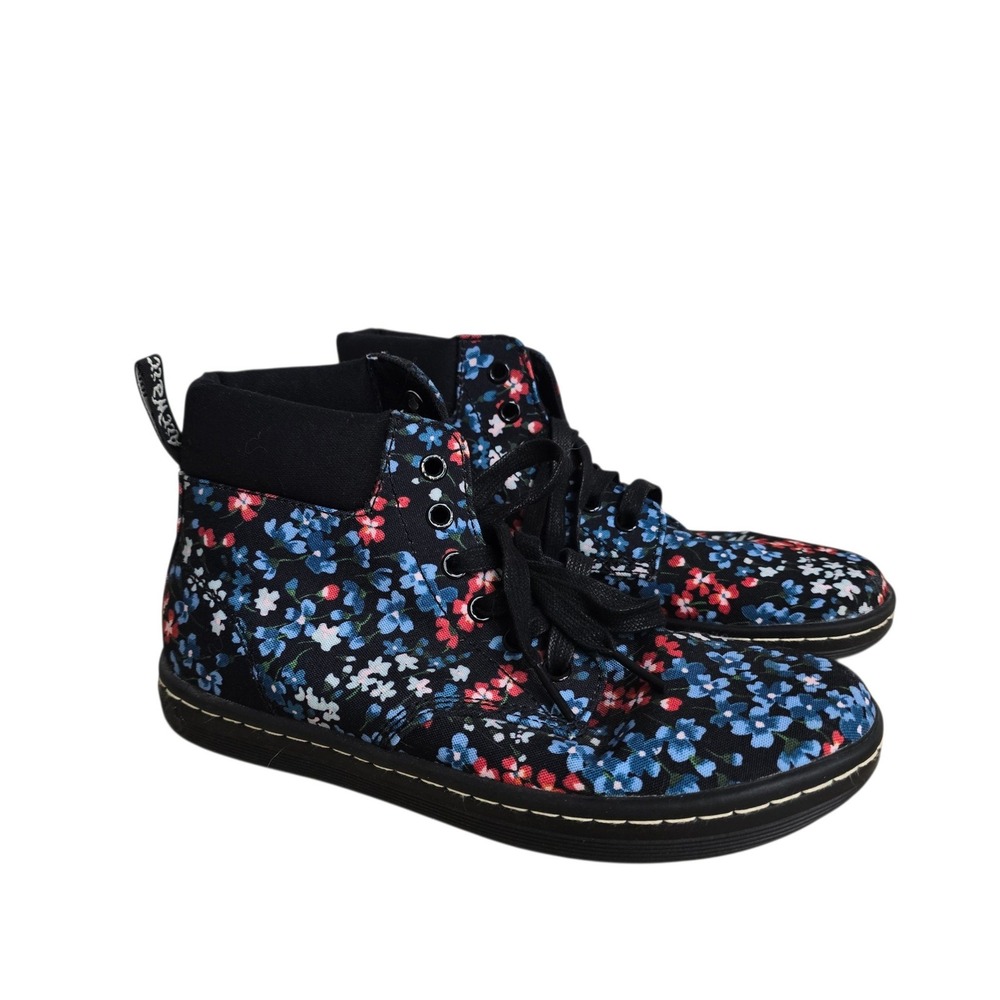 Dr Martens Maelly Floral Canvas High Top Sneakers Black Blue Red Womens 7 UK 5